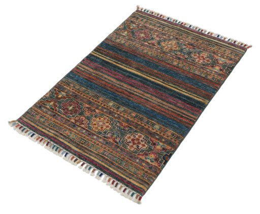 Close-up detail of New Samarkand rug from Pakistan showing Wool weave