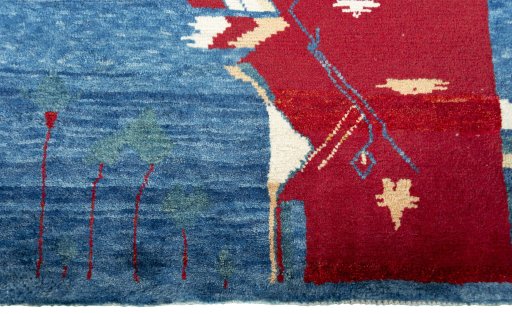 Central medallion detail of 2000s Persian Gabbeh rug from Pakistan