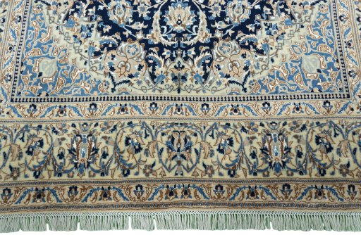 Full view of 2000s Nain rug from Iran / Persia, 292 × 167 cm in Blue tones