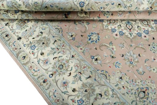 Close-up detail of New Kashan rug from Iran / Persia showing Wool weave