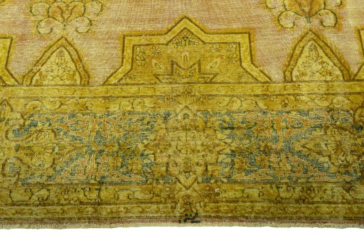 Full view of 1950s Vintage rug from Pakistan, 394 × 288 cm in Red tones