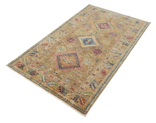 Close-up detail of New Kazak rug from Pakistan showing Wool weave