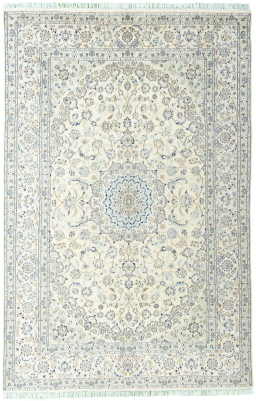 Full view of 2000s Nain rug from Iran / Persia, 300 × 197 cm in Beige tones