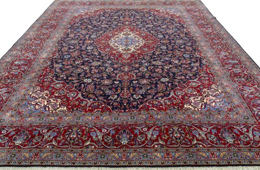 Surface texture of New Kashan rug with natural Cork and intricate pattern