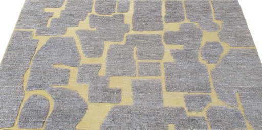 Backside of handmade New Morocco rug showing knot structure and weave density