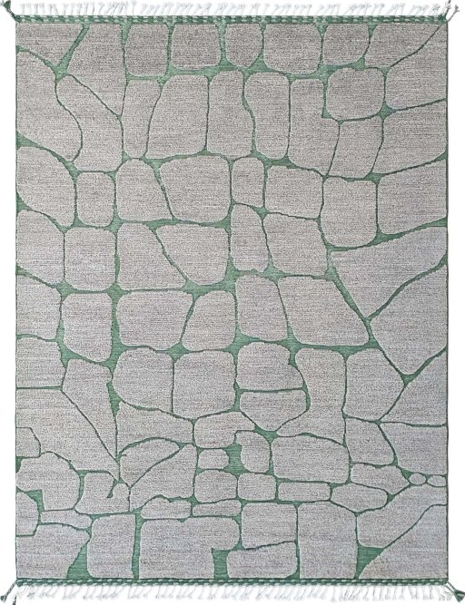 Full view of New Morocco rug from Pakistan, 240 × 183 cm in Gray tones