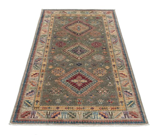 Surface texture of New Kazak rug with natural Wool and intricate pattern