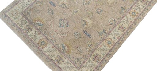 Backside of handmade New Farahan rug showing knot structure and weave density