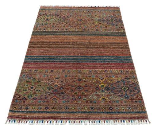 Surface texture of New Samarkand rug with natural Wool and intricate pattern