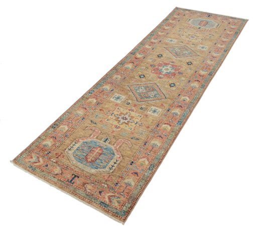 Close-up detail of New Kazak rug from Pakistan showing Wool weave