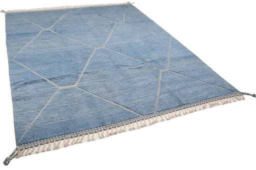 Corner detail of New Morocco rug showing border pattern and Wool pile