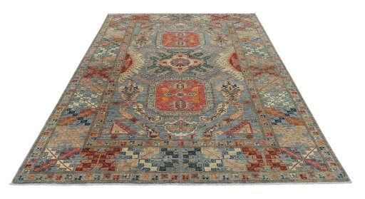 Surface texture of New Kazak rug with natural Wool and intricate pattern
