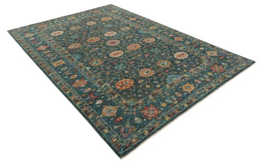Corner detail of New Farahan rug showing border pattern and Wool pile