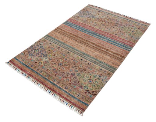 Close-up detail of New Samarkand rug from Pakistan showing Wool weave