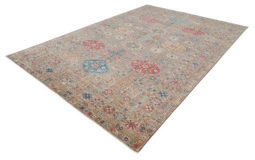 Close-up detail of New Kazak rug from Pakistan showing Wool weave