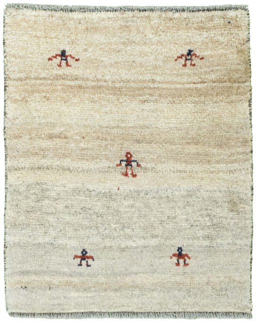 Full view of New Persian Gabbeh rug from Iran / Persia, 80 × 65 cm in Beige tones
