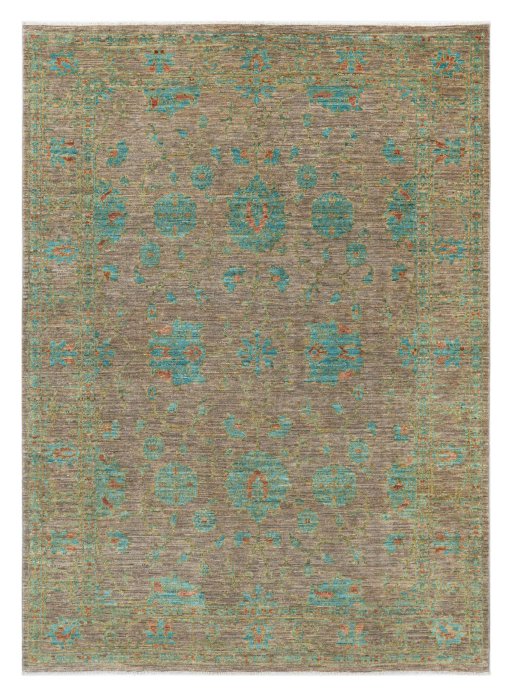 Full view of New Farahan rug from Pakistan, 209 × 152 cm in Beige tones