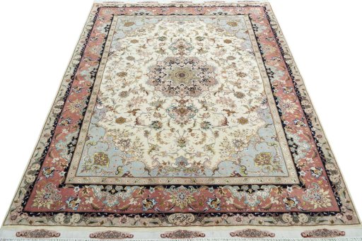 Surface texture of New Tabriz 50/60/70 Raj rug with natural Cork and intricate pattern