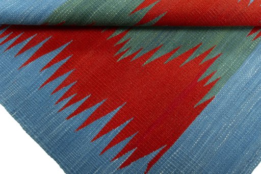 Full view of New Kilim Sofre rug from Turkey, 93 × 95 cm in Multi Color tones