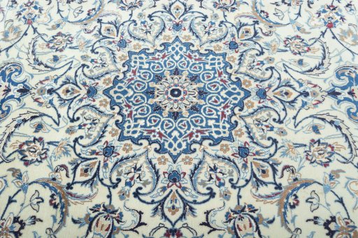 Central medallion detail of 2000s Nain rug from Iran / Persia