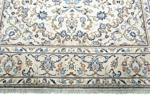 Full view of 2000s Kashan rug from Iran / Persia, 299 × 200 cm in Beige tones