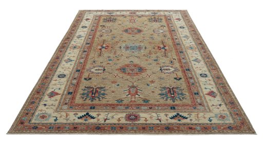 Surface texture of New Kazak rug with natural Wool and intricate pattern