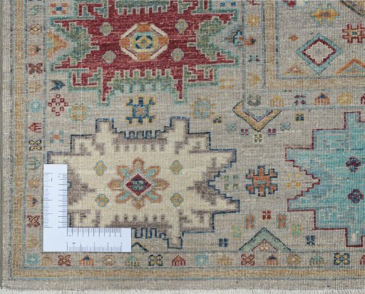 Corner detail of New Samarkand rug showing border pattern and Wool pile