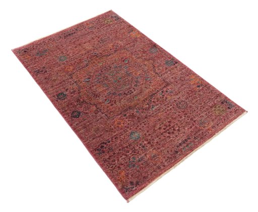 Corner detail of New Mamluk rug showing border pattern and Wool pile