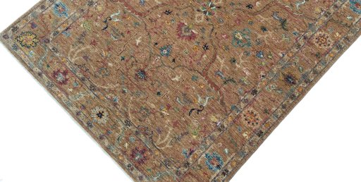 Backside of handmade New Farahan rug showing knot structure and weave density