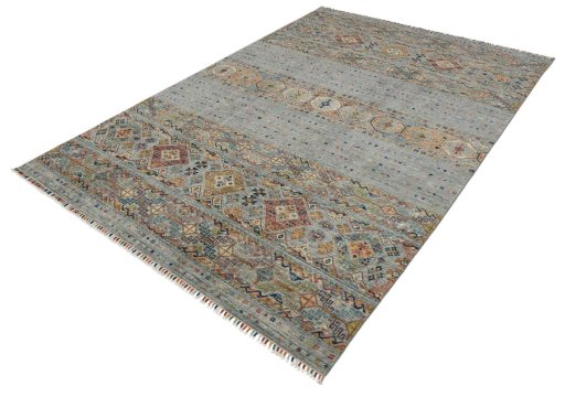 Close-up detail of New Samarkand rug from Pakistan showing Wool weave