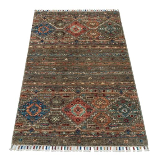 Surface texture of New Samarkand rug with natural Wool and intricate pattern