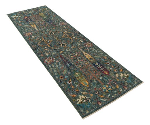 Corner detail of New Haj-jalili rug showing border pattern and Wool pile