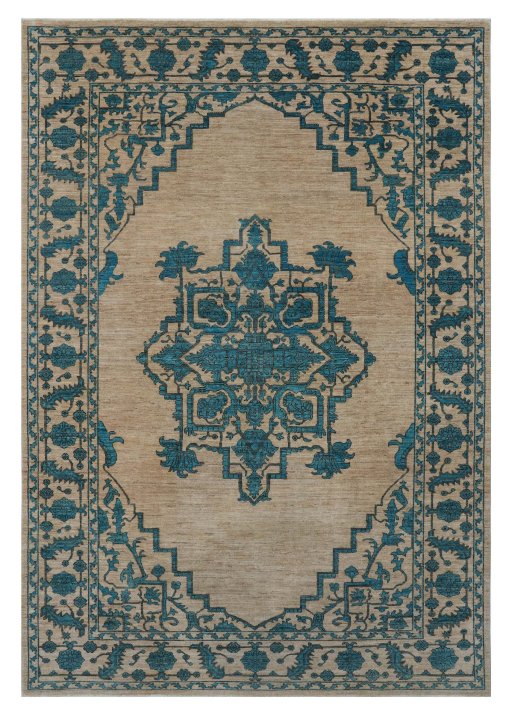 Full view of New Farahan rug from Pakistan, 300 × 206 cm in Beige tones