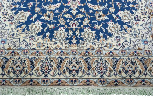 Full view of 2000s Nain rug from Iran / Persia, 280 × 180 cm in Blue tones