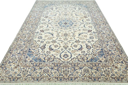 Surface texture of New Nain rug with natural Wool and intricate pattern