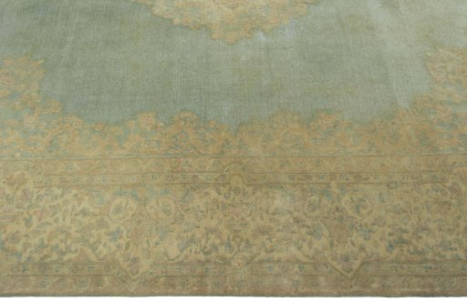 Corner detail of 1970s Vintage rug showing border pattern and Wool pile