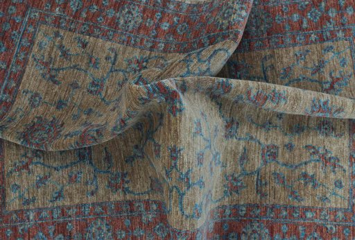 Full view of New Farahan rug from Pakistan, 186 × 122 cm in Beige tones