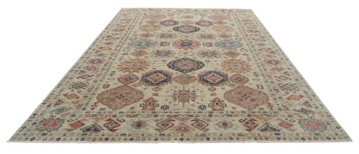 Surface texture of New Kazak rug with natural Wool and intricate pattern