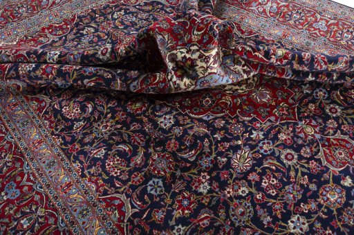 Surface texture of New Kashan rug with natural Cork and intricate pattern