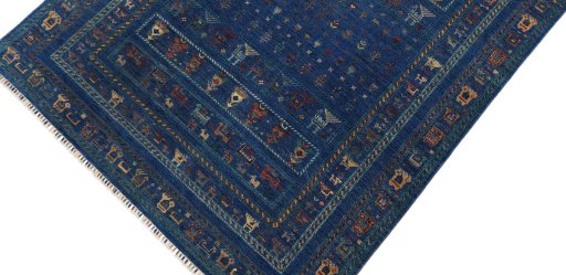 Backside of handmade New Samarkand rug showing knot structure and weave density