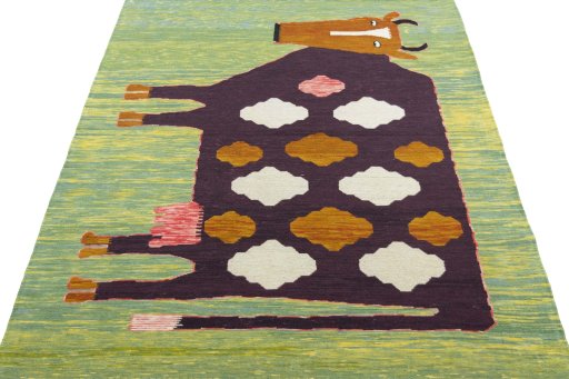 Close-up detail of New Kilim Dastan rug from Turkey showing Wool weave