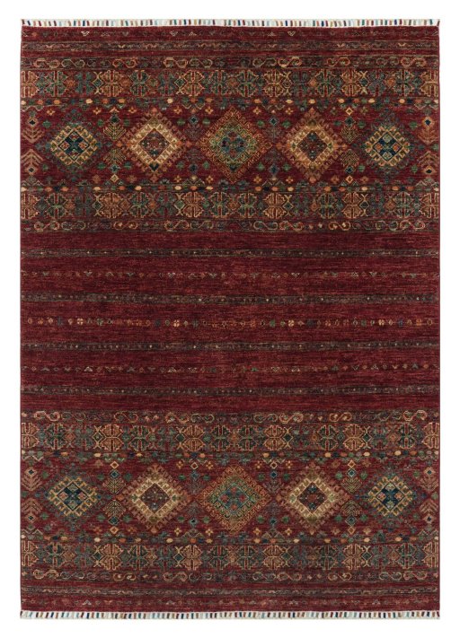 Full view of New Samarkand rug from Pakistan, 202 × 150 cm in Red tones