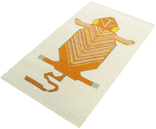 Corner detail of New Kilim Dastan rug showing border pattern and Wool pile