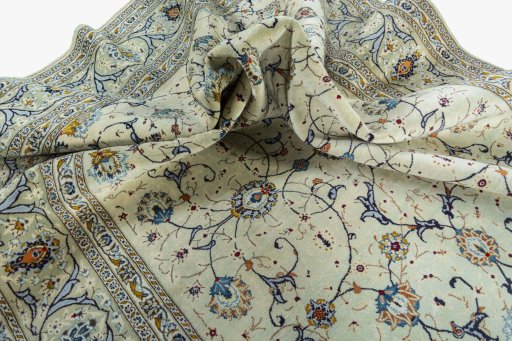 Surface texture of 2000s Kashan rug with natural Wool and intricate pattern