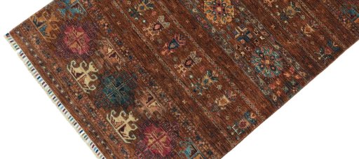 Backside of handmade New Samarkand rug showing knot structure and weave density