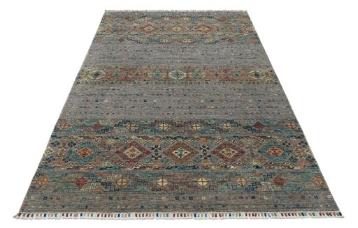 Surface texture of New Samarkand rug with natural Wool and intricate pattern