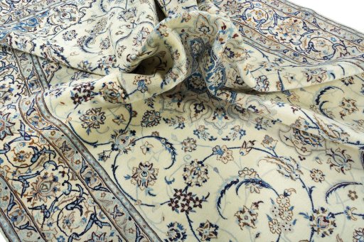 Surface texture of New Nain rug with natural Wool and intricate pattern