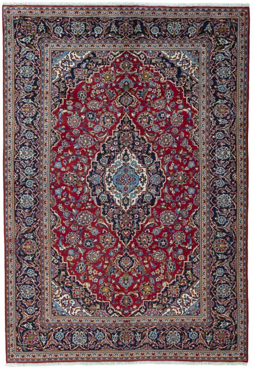 Full view of 2000s Kashan rug from Iran / Persia, 292 × 200 cm in Red tones