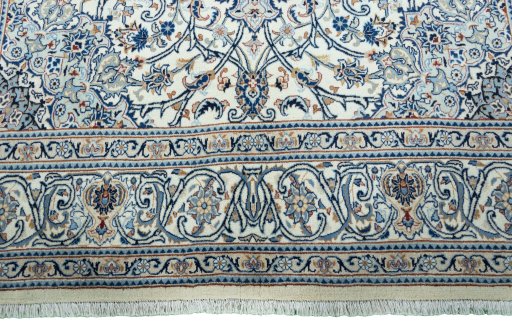 Full view of 2000s Kashmar rug from Iran / Persia, 293 × 205 cm in Beige tones
