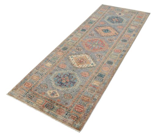 Close-up detail of New Kazak rug from Pakistan showing Wool weave